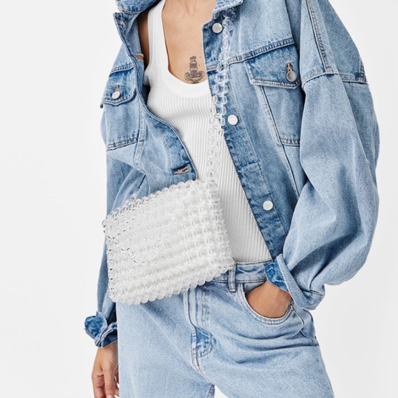 zara clear beaded bag